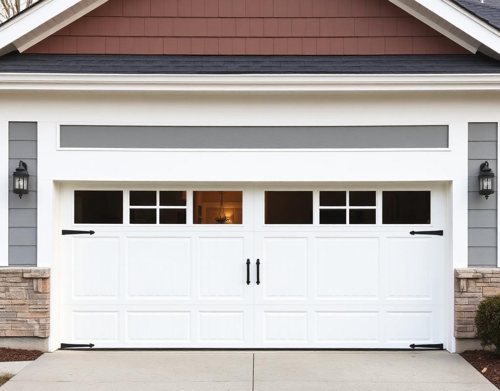 White carriage-style garage door